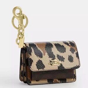 NWT COACH Klare Bag Charm
With Signature Canvas And Leopard Print